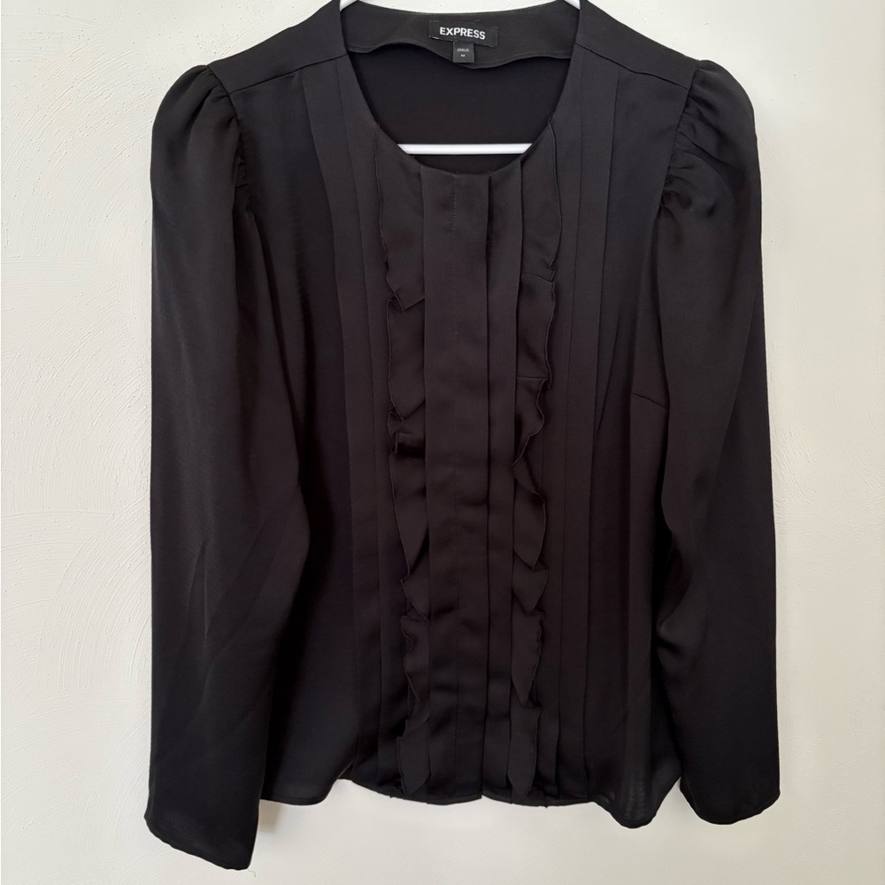 Express Women's Classic Black Ruffle Blouse